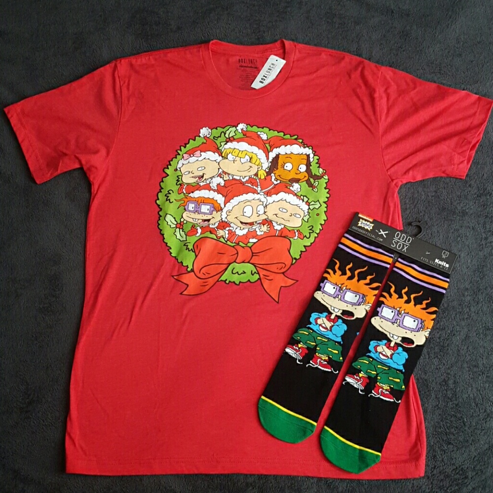 NWT RUGRATS CHRISTMAS TSHIRT AND SOCKS
